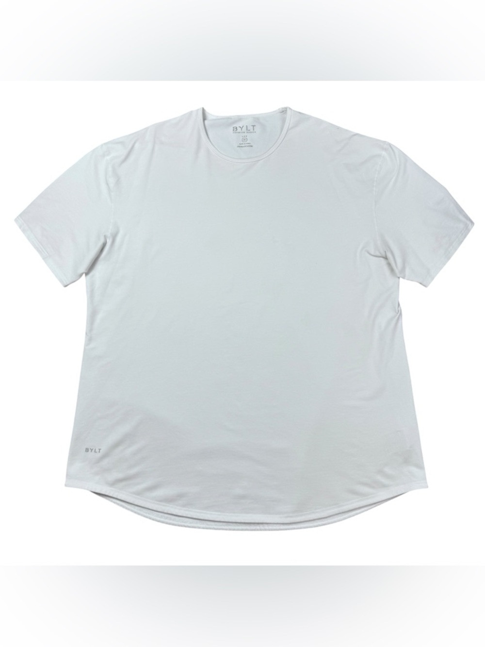 BYLT Premium Basics Drop Cut LUX Blend Tee Shirt Men’s XXXL Classic White Curved